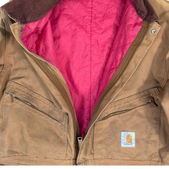 Vtg Carhartt 996QZS Duck Canvas Insulated Coveralls Men’s Size 46S USA Thrashed - Picture 4 of 13